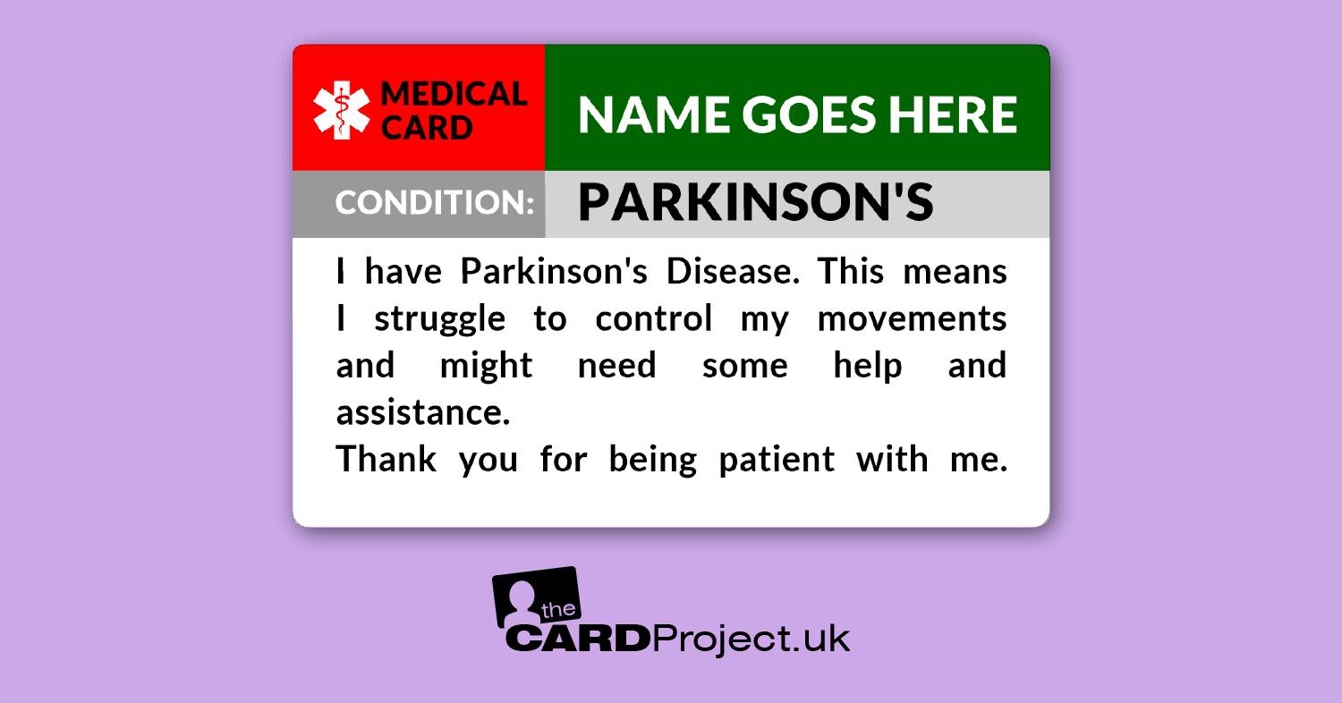 Parkinson's Disease Awareness Medical ID Card  (FRONT)